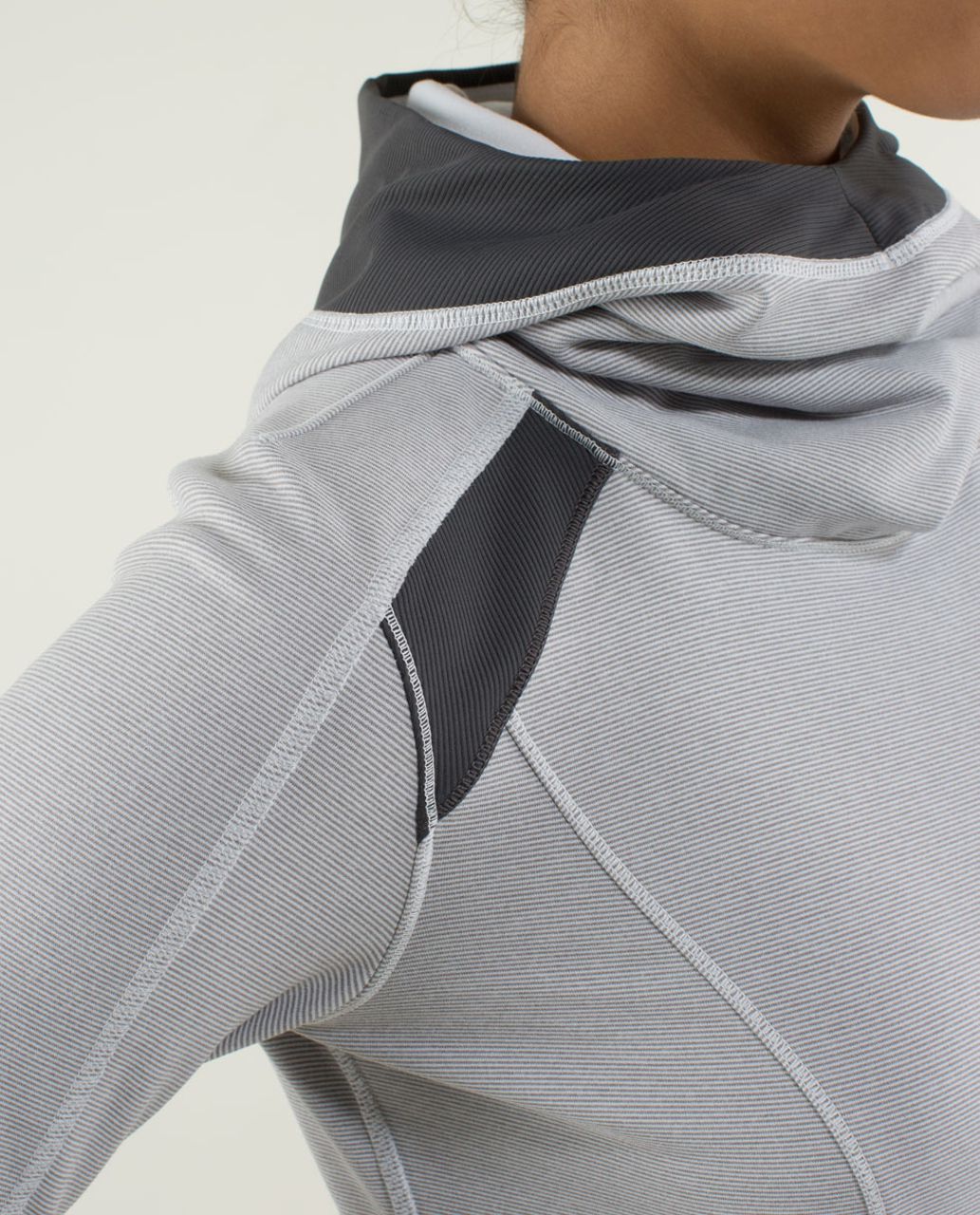 Lululemon Base Runner Hoodie - Wee Stripe White Heathered Medium Grey / White / Soot Light