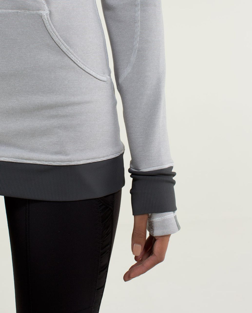 Lululemon Base Runner Hoodie - Wee Stripe White Heathered Medium Grey / White / Soot Light