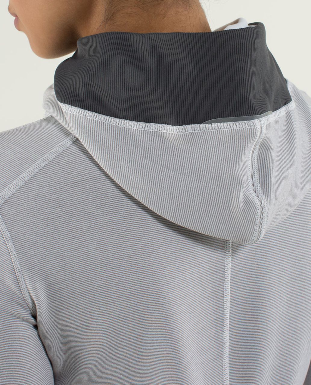 Lululemon Base Runner Hoodie - Wee Stripe White Heathered Medium Grey / White / Soot Light