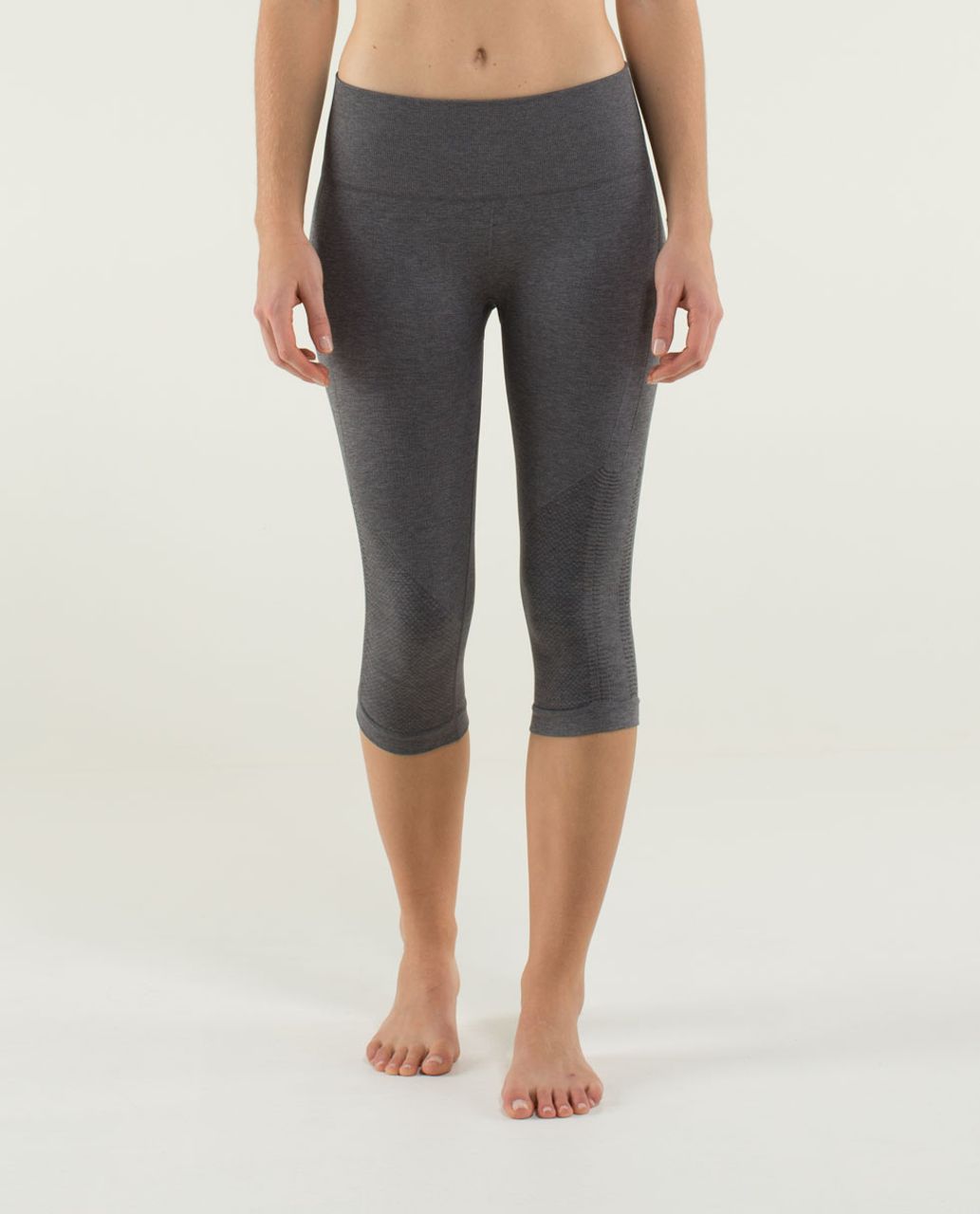 Lululemon In The Flow Ruched Leggings Yoga Gym Cropped Gray Pants