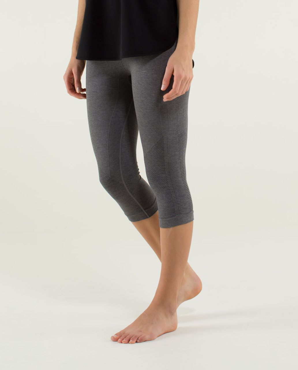 Lululemon In The Flow Crop II - Heathered Soot Light - lulu fanatics