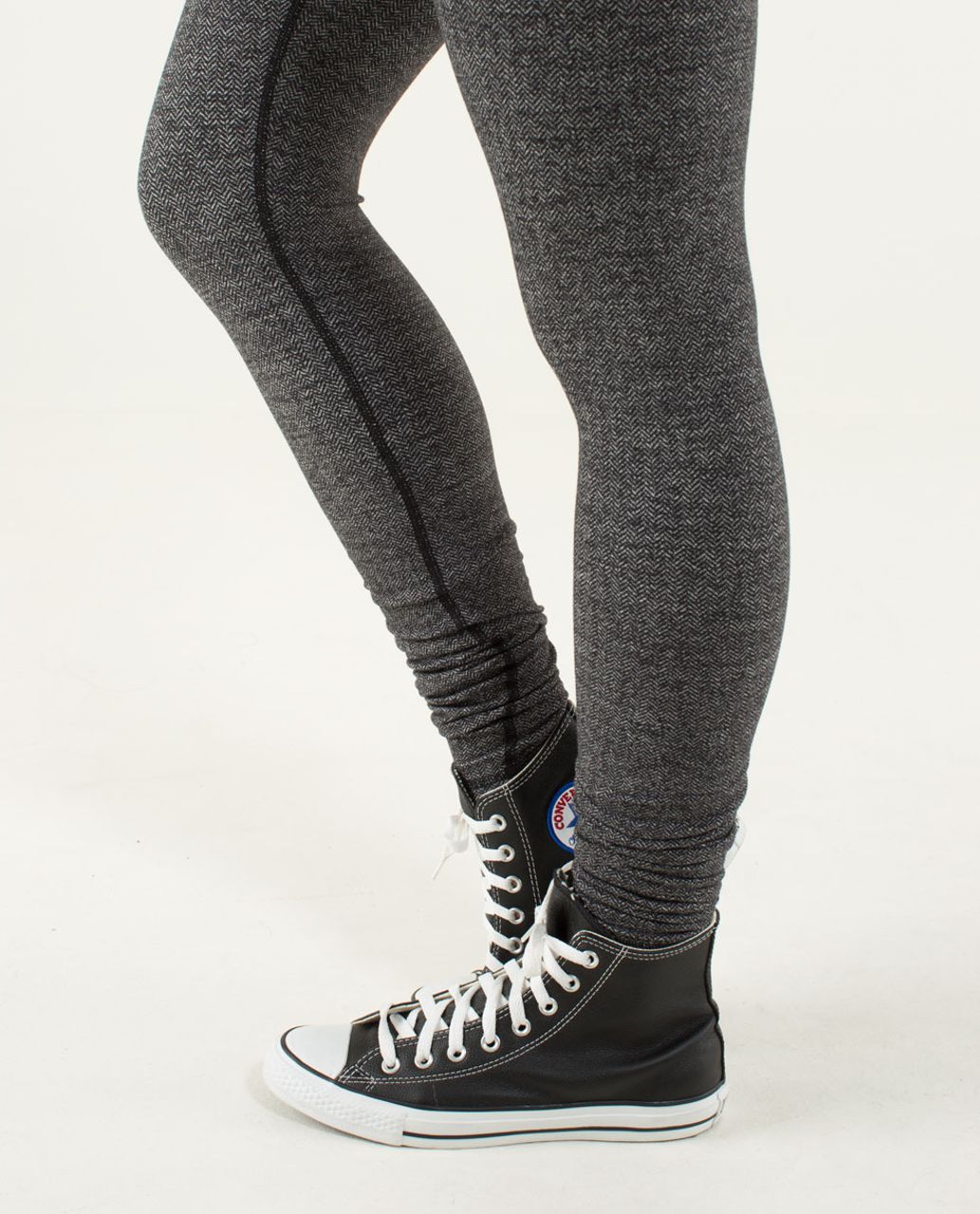 Lululemon Wunder Under Pant - Heathered Herringbone Heathered Black Black /  Black - lulu fanatics