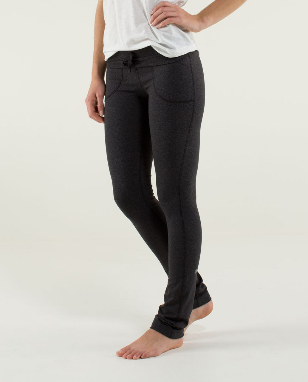 LULULEMON SKINNY WILL Pant Variegated Knit Black Heathered Black 4