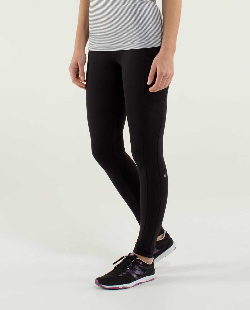 Lululemon Speed Tight *Tech - Black / Assorted Stripe Bleached Coral