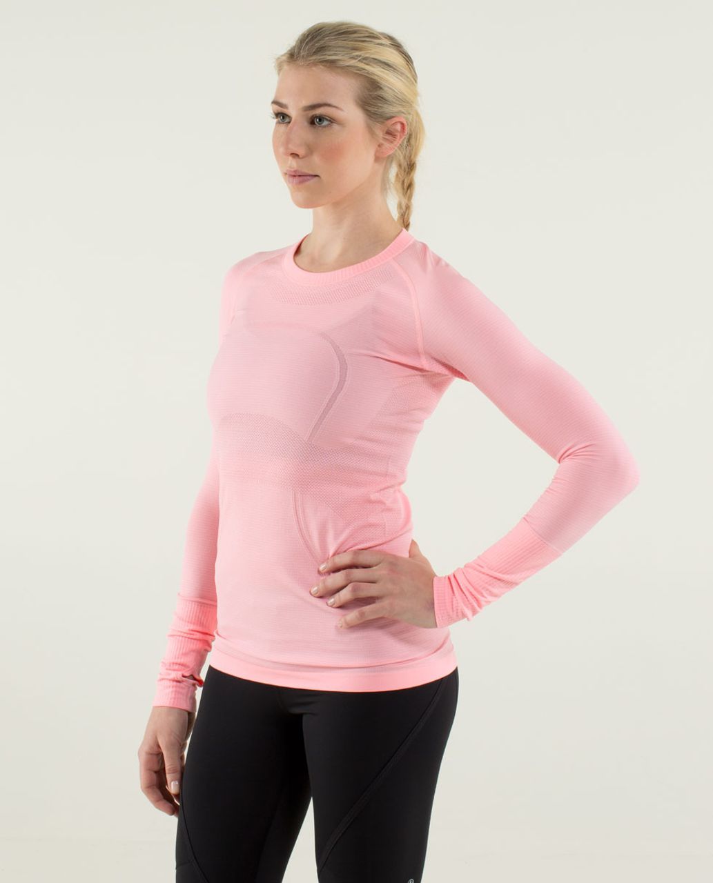 Lululemon Run:  Swiftly Tech Long Sleeve - Heathered Bleached Coral