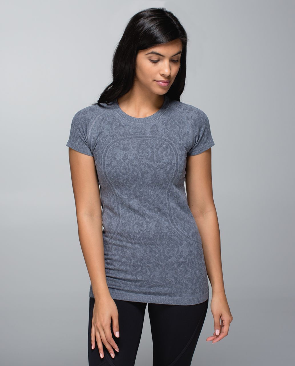 Lululemon Run:  Swiftly Tech Short Sleeve *Print - Heathered Inkwell