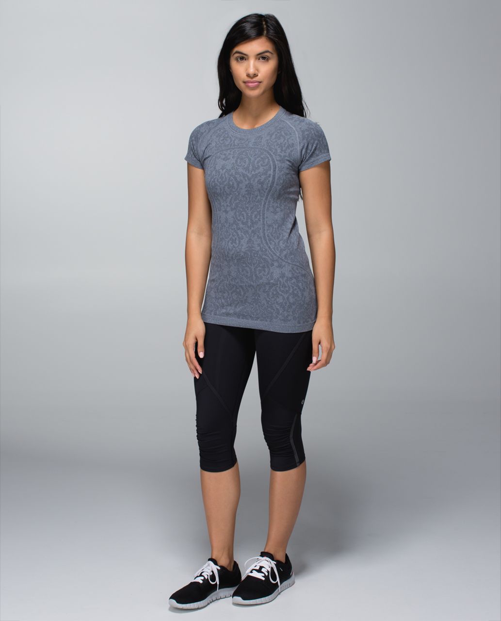 Lululemon Run:  Swiftly Tech Short Sleeve *Print - Heathered Inkwell