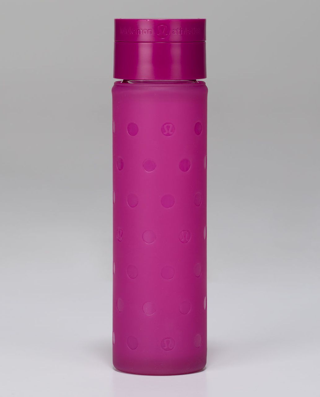 Lululemon Pure Focus Glass Silicone Polka Dot Water Bottle Tumbler Hot Pink