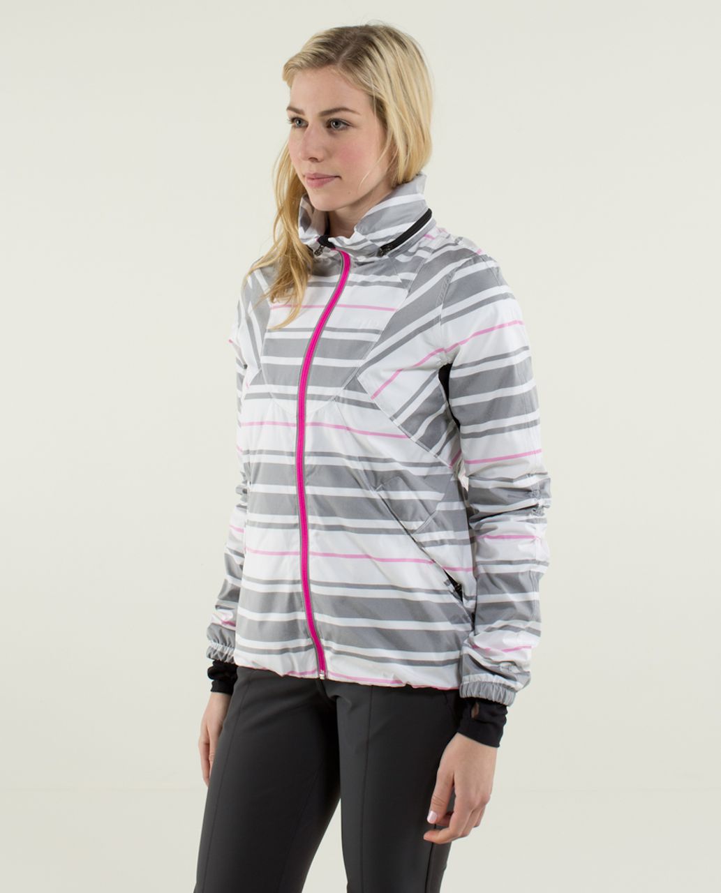 Lululemon Run:  Hustle Jacket - Traverse Stripe Paris Perfection / Black