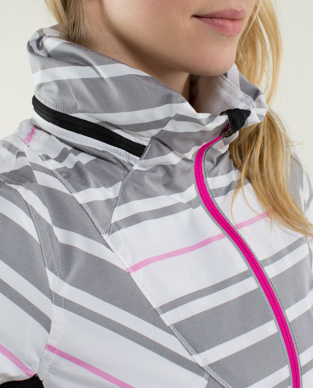 Lululemon Stride Jacket - Paris Pink White Microstripe / Paris Pink - lulu  fanatics