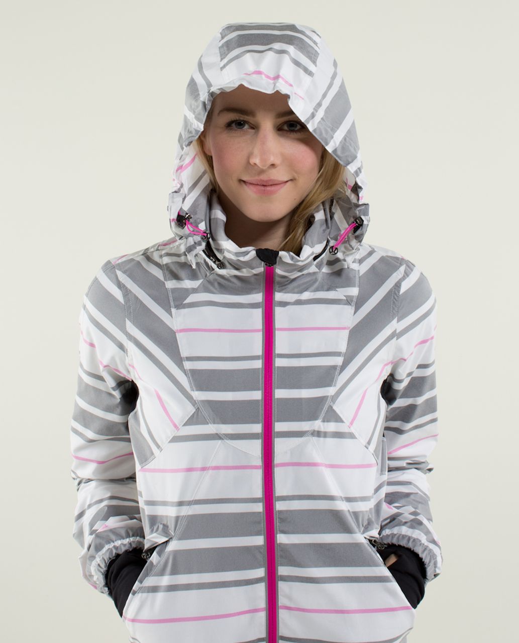 Lululemon Run:  Hustle Jacket - Traverse Stripe Paris Perfection / Black