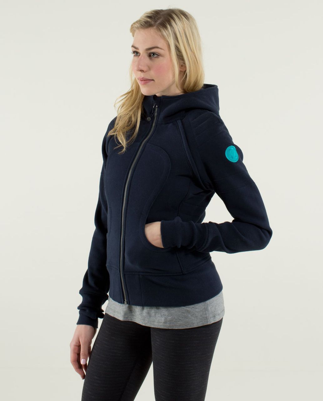 Weekend uniform! Scuba half-zip hoodie m/l in mineral blue, speed up tight  in black (discontinued) : r/lululemon