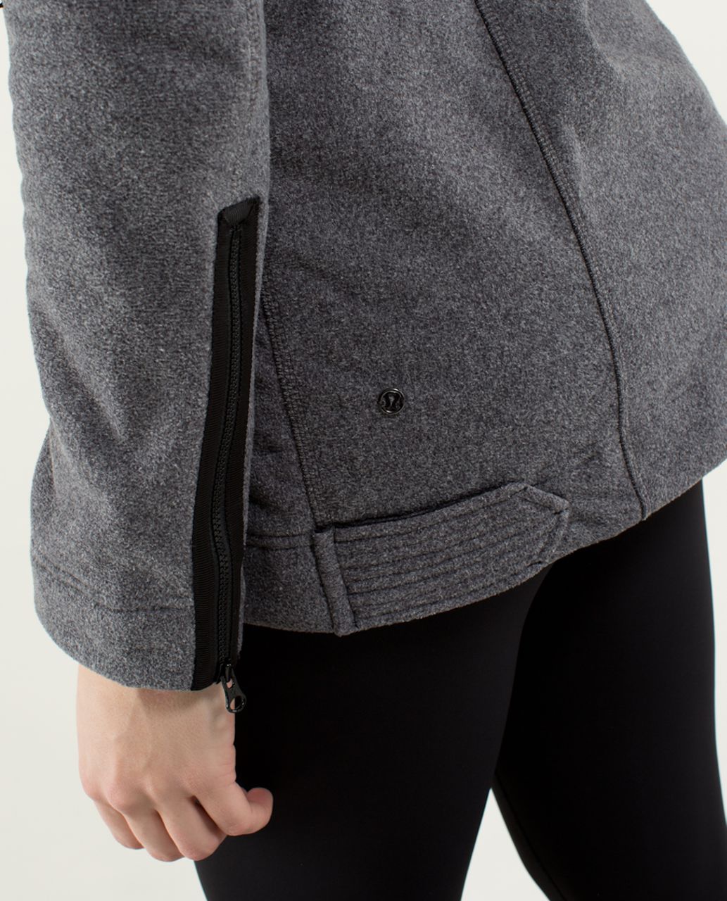 EUC Lululemon Moto Jacket Gray Asymmetrical Zip Thick Fleece Womens Sz10/12  $178