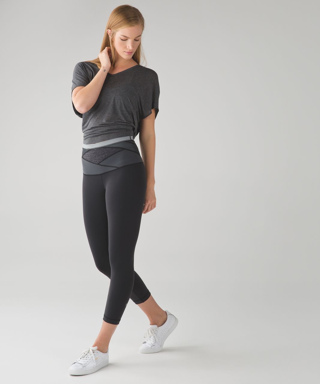 Lululemon Wunder Under Crop (Hi-Rise) *Full-On Luon - Black / Irregular Spacebone Deep Coal Black / Battleship