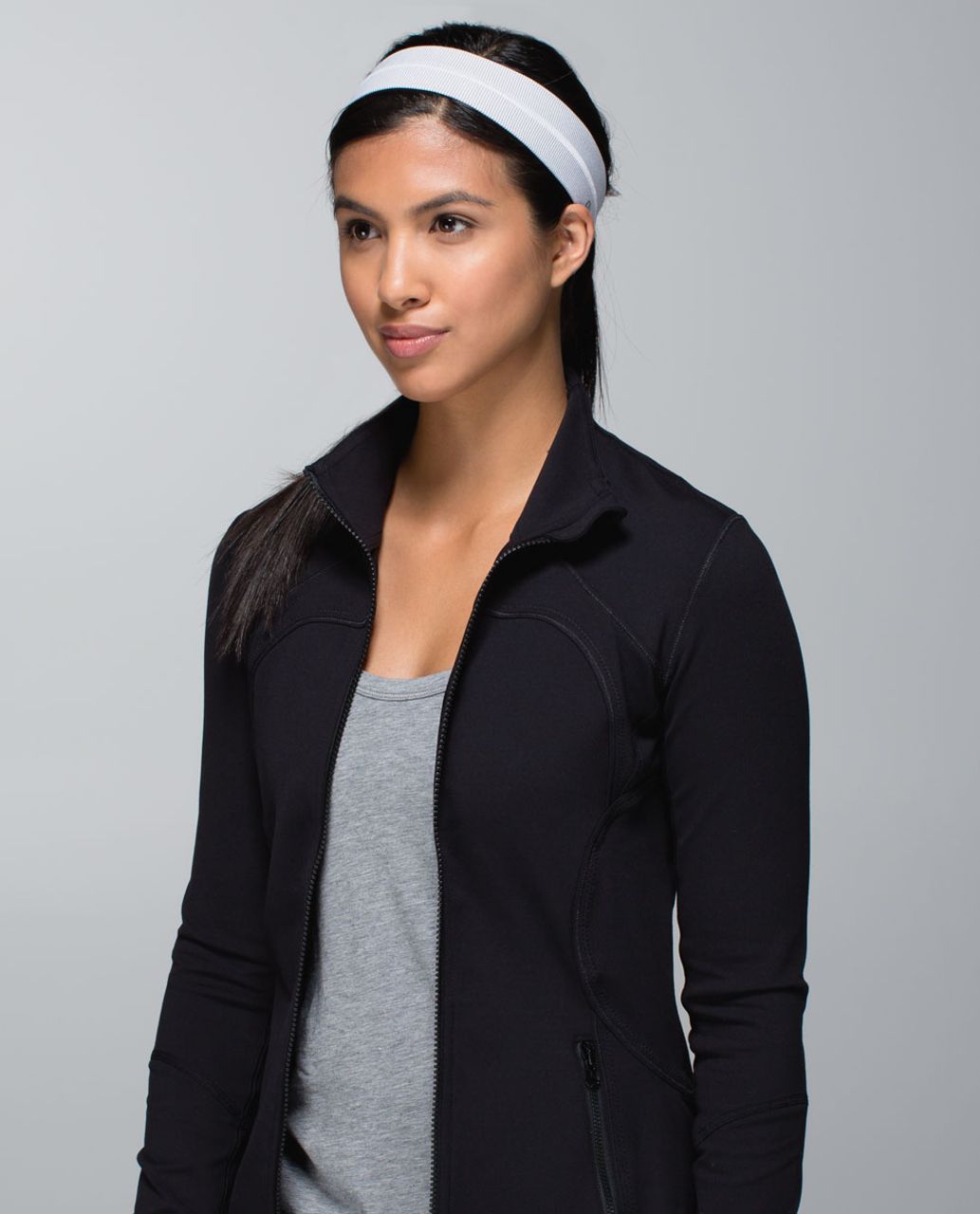 Lululemon Fly Away Tamer Headband - Wee Stripe White Heathered Medium Grey