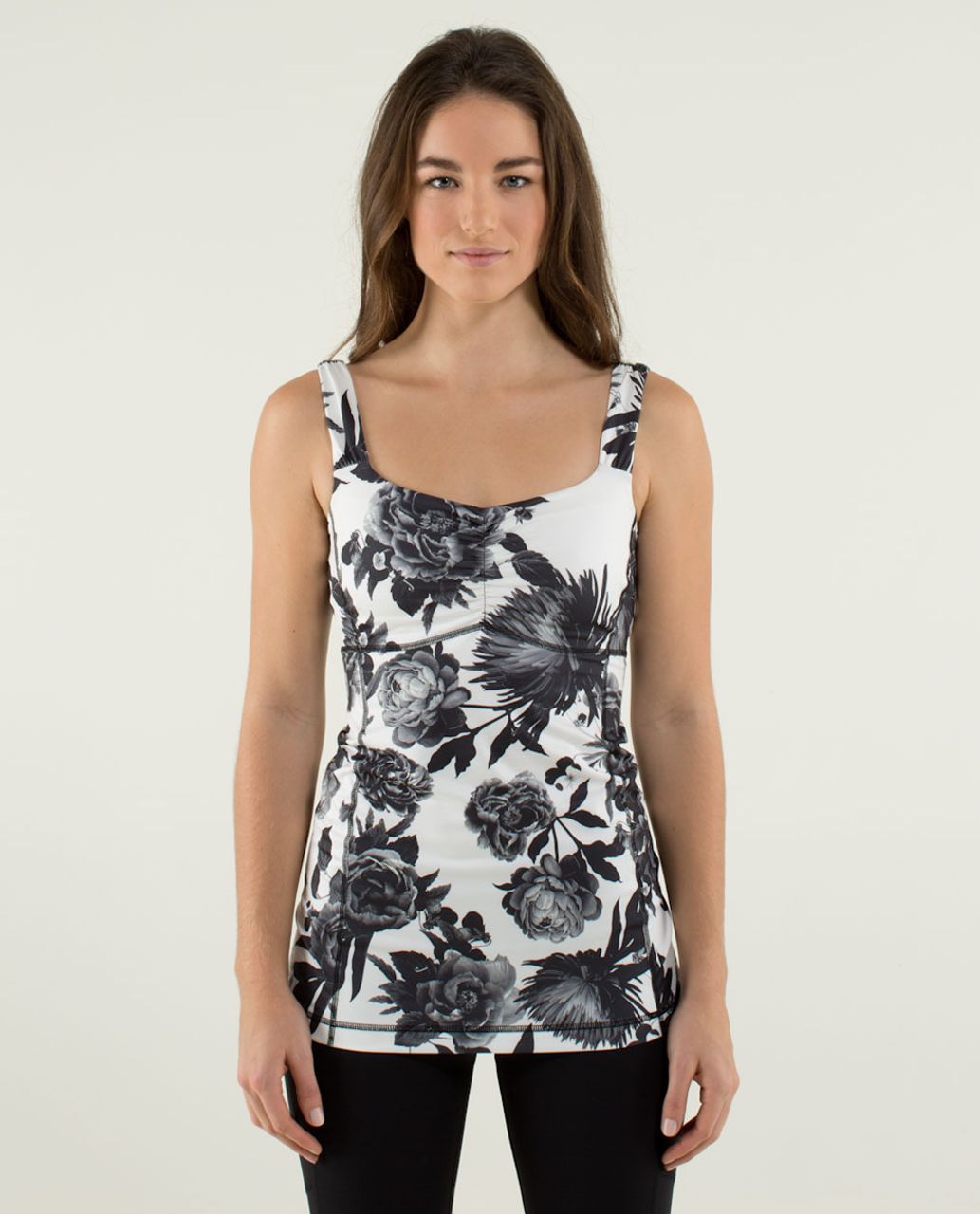 Lululemon Aria Tank II - Brisk Bloom Black White / White