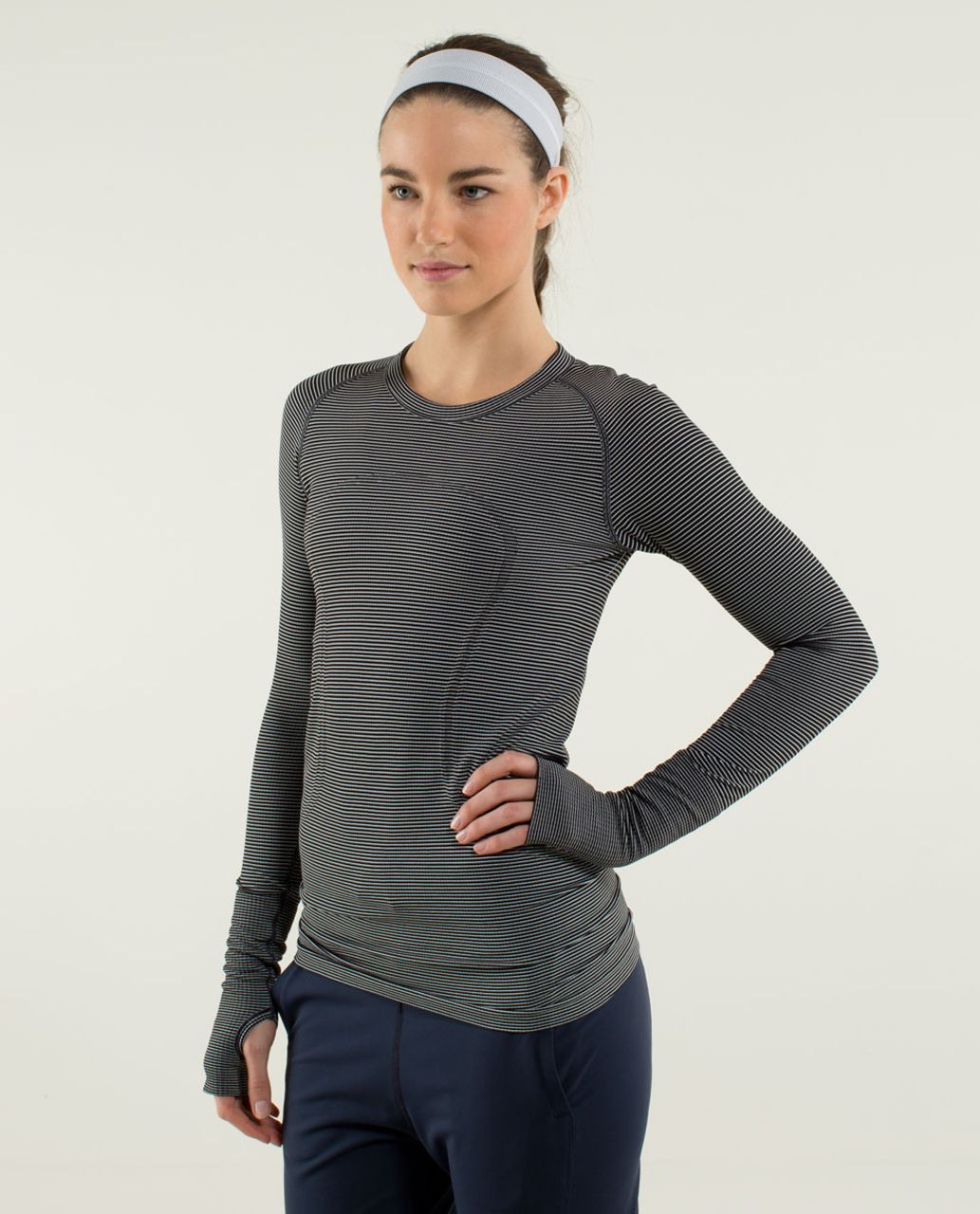 Lululemon Run:  Swiftly Tech Long Sleeve *Stripe - Black