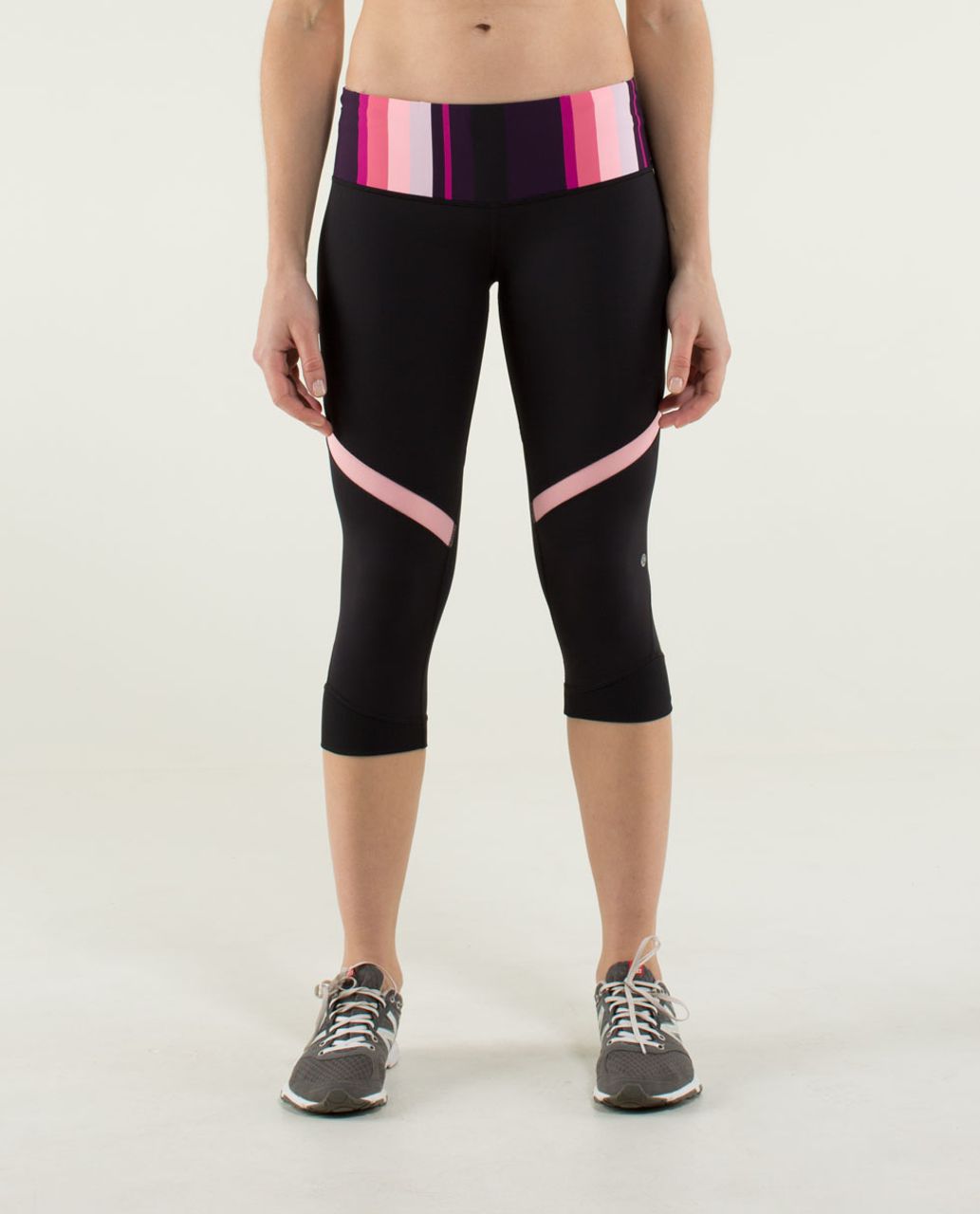 Lululemon Core Kicker Crop - Black / Assorted Stripe Bleached Coral / Bleached Coral