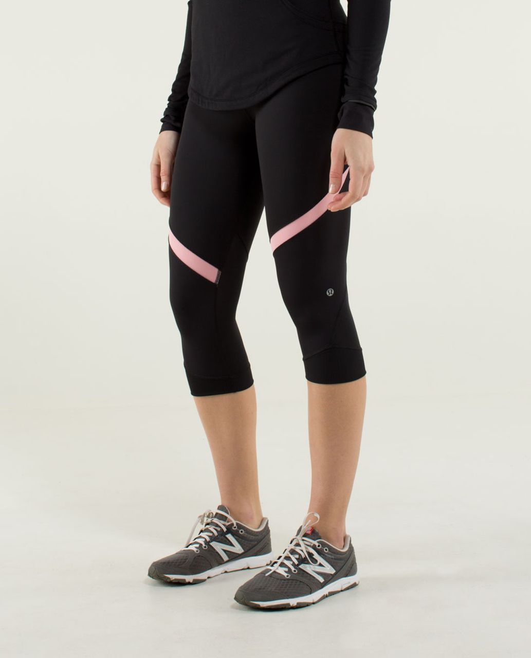 Lululemon Core Kicker Crop - Black / Assorted Stripe Bleached Coral / Bleached Coral