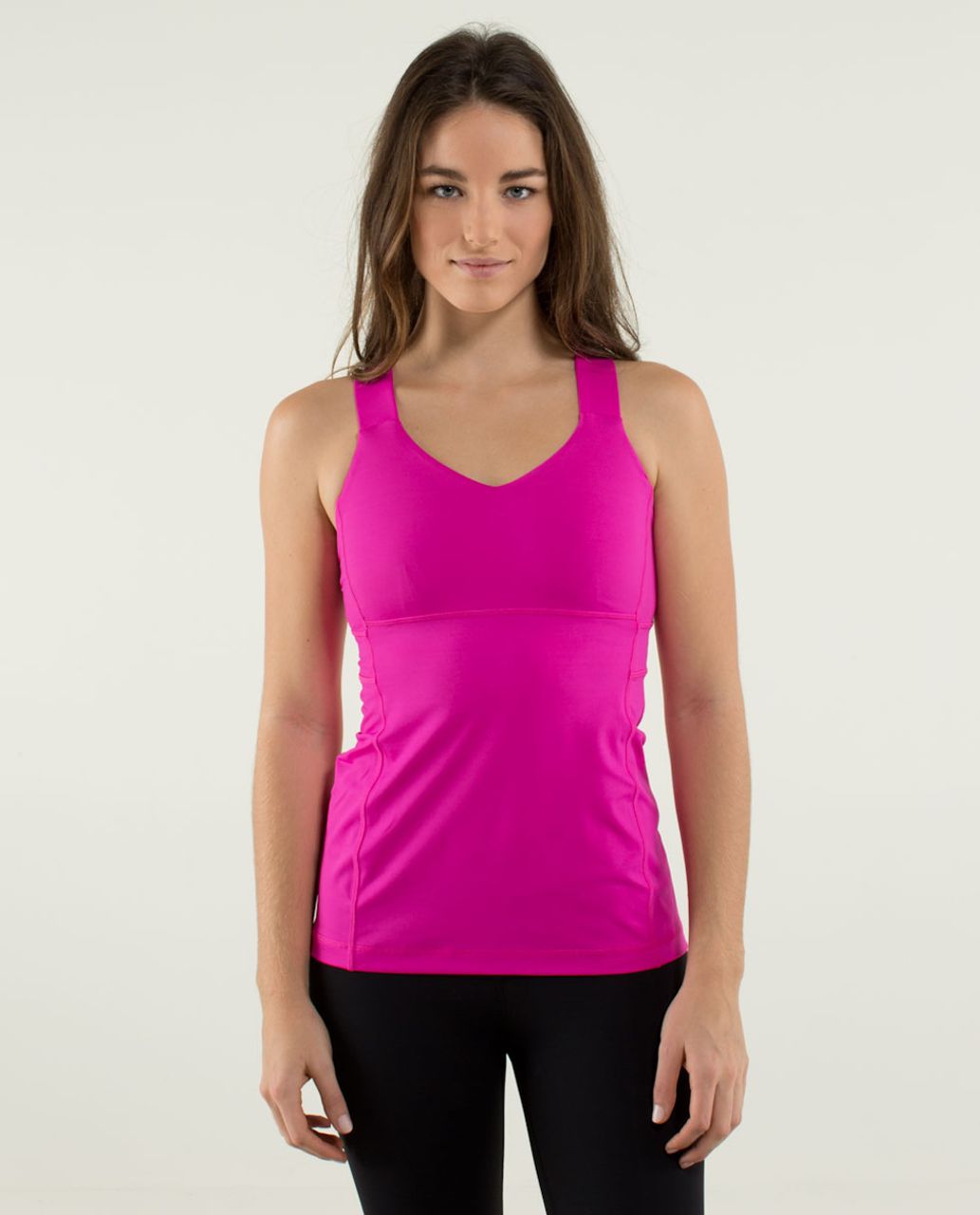 Lululemon Cross Back Tank Top Women's 4 Pink Flower Built In Bra