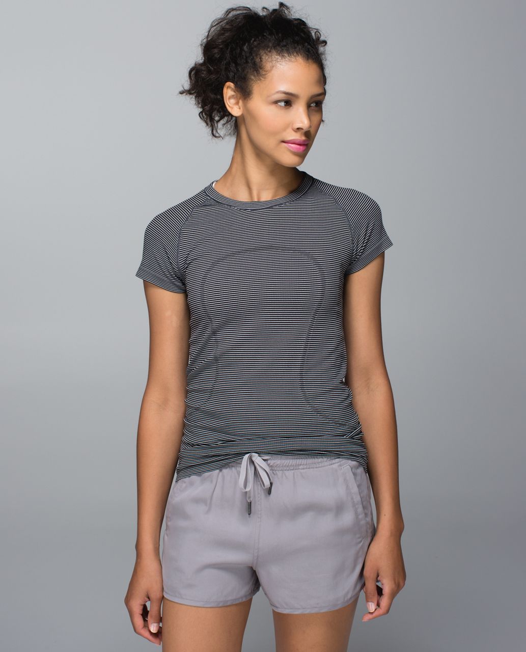 Lululemon Run:  Swiftly Tech Short Sleeve *Stripe - Black