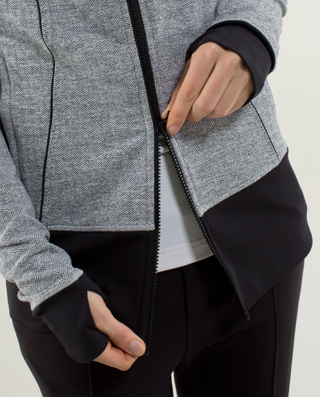 Lululemon Nice Asana Jacket *Herringbone - Heathered Herringbone Heathered Black White / Black