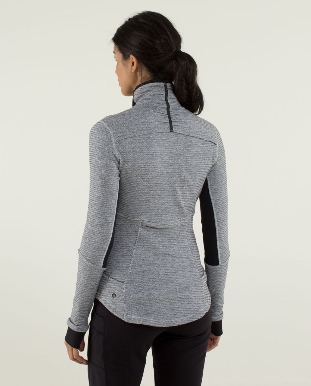 Lululemon Base Runner 1/2 Zip - Mini Check Pique Heathered Black White / Black