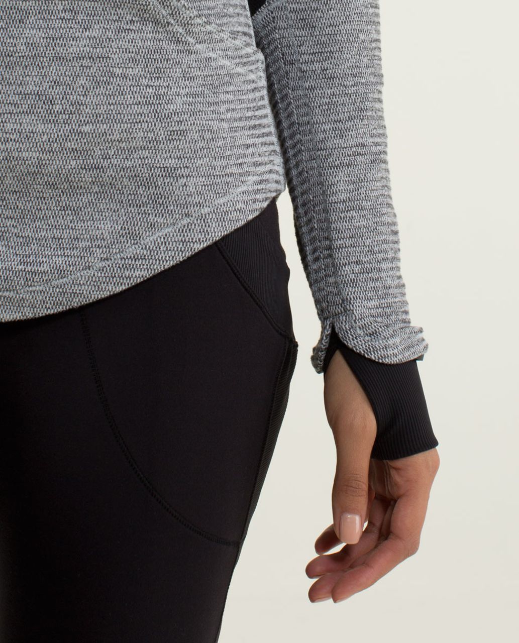 Lululemon Base Runner 1/2 Zip - Mini Check Pique Heathered Black White / Black