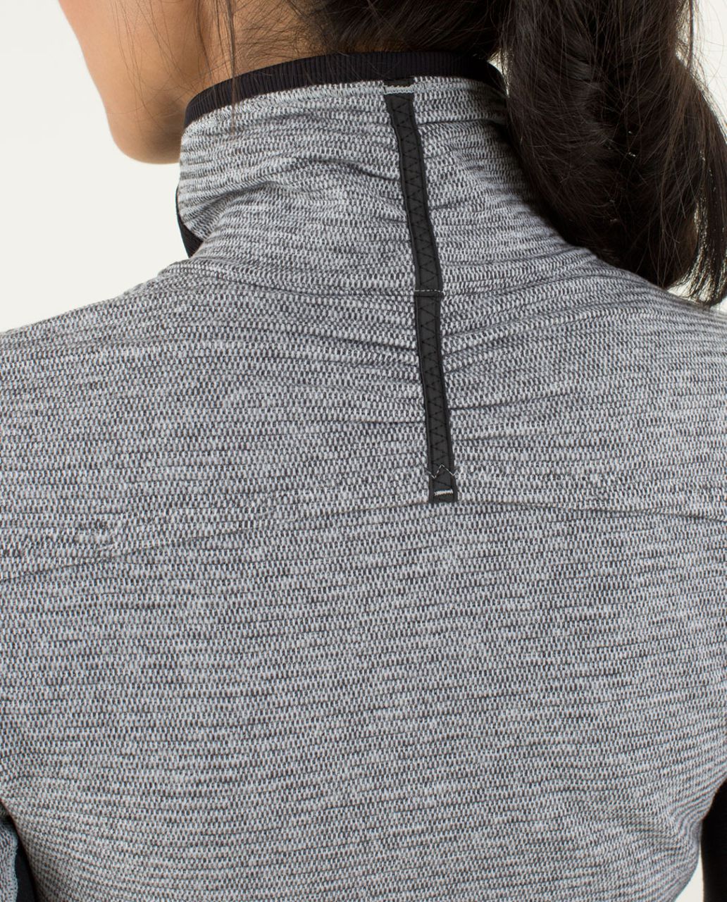 Lululemon Base Runner 1/2 Zip Heathered Herringbone Black High Neck Rulu Sz  4