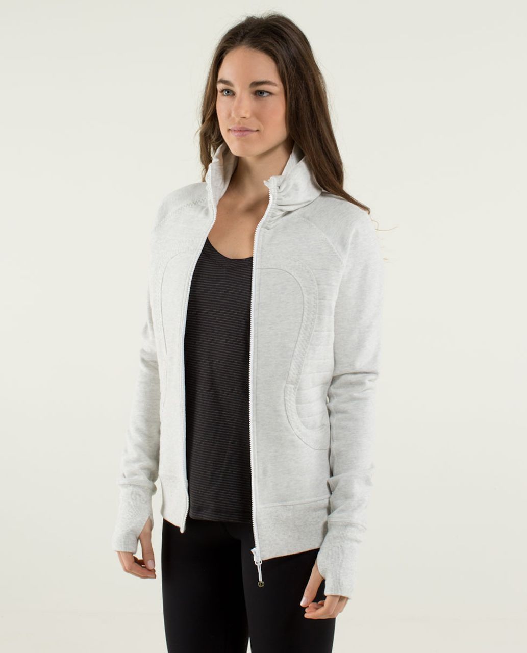 Lululemon Calm & Cozy Jacket - Heathered White / White - lulu fanatics