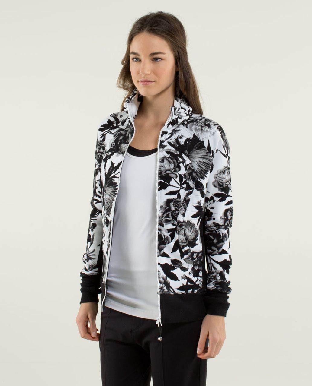 Lululemon Calm & Cozy Jacket - Brisk Bloom Black White / White / Black