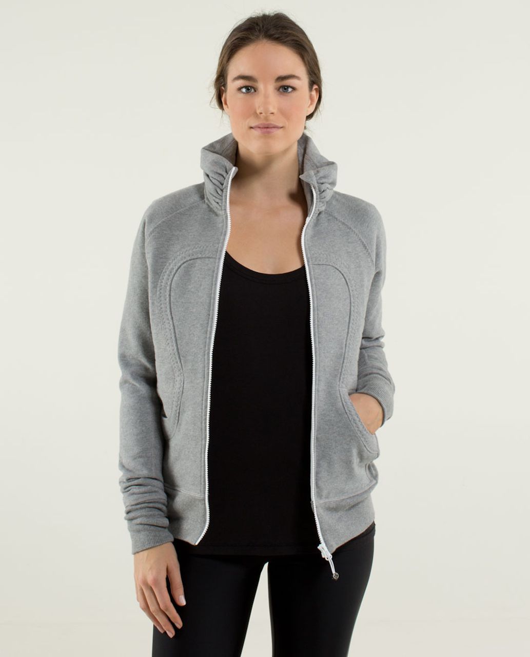 Lululemon Calm & Cozy Jacket - Heathered Medium Grey / Silver Spoon ...