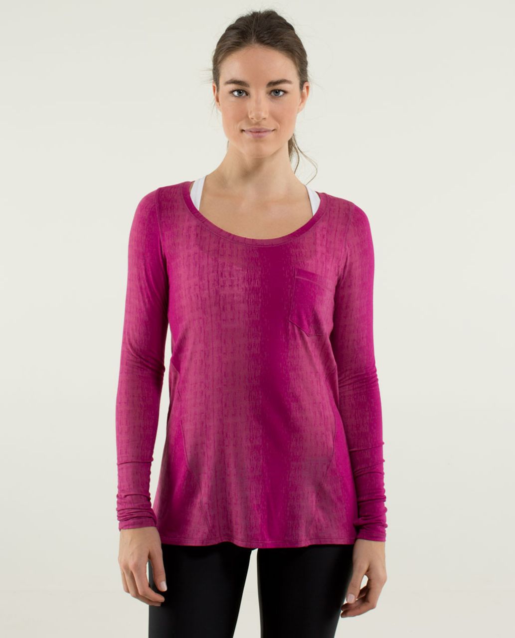 Lululemon Inner Calm Long Sleeve - Misty Stripe Burnout Raspberry