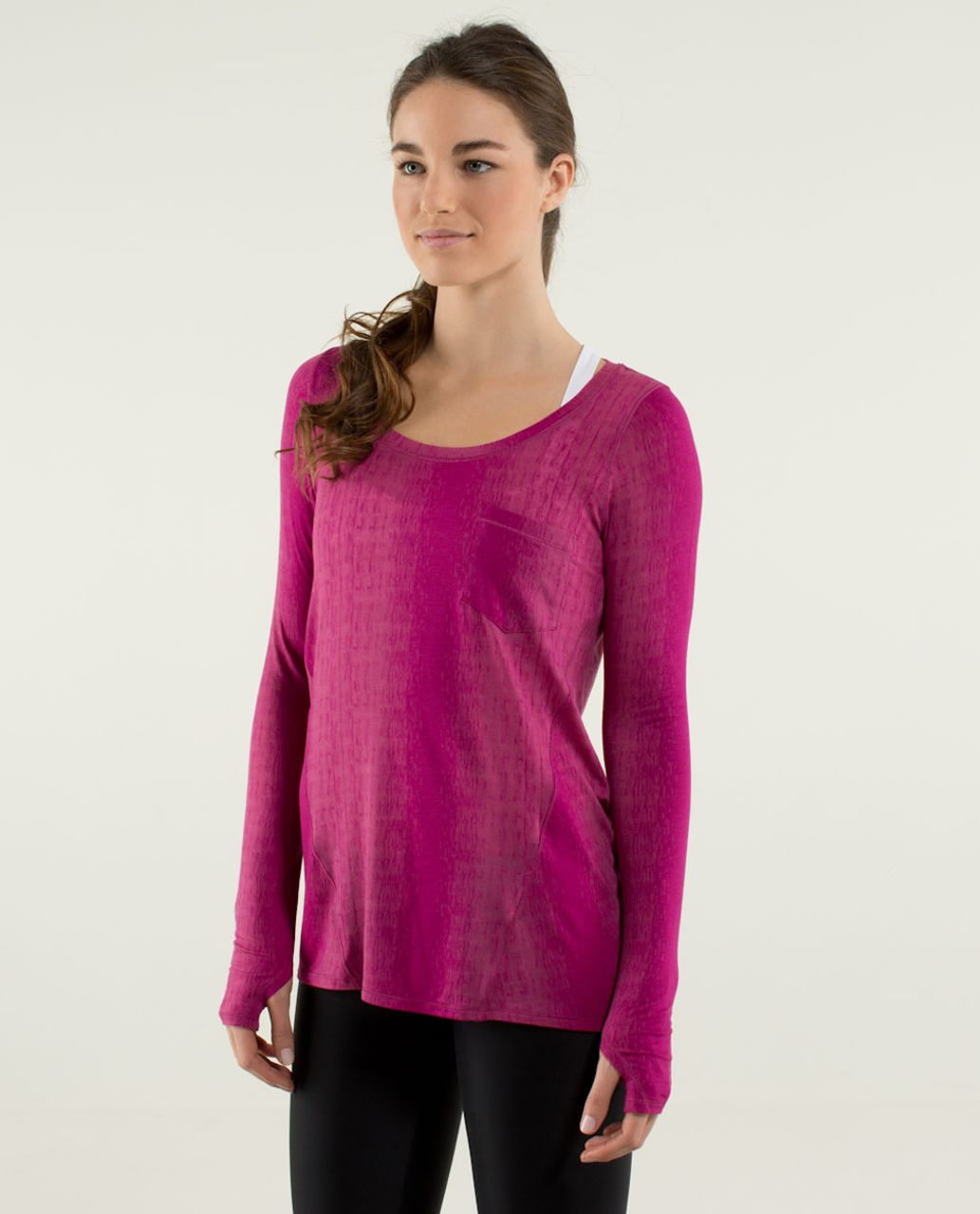 Lululemon Inner Calm Long Sleeve - Misty Stripe Burnout Raspberry