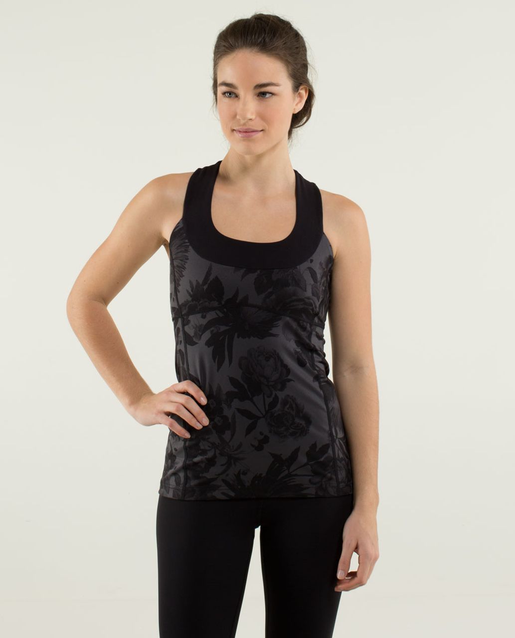 Lululemon Scoop Neck Tank *Luon - Brisk Bloom Black Soot / Black - lulu  fanatics