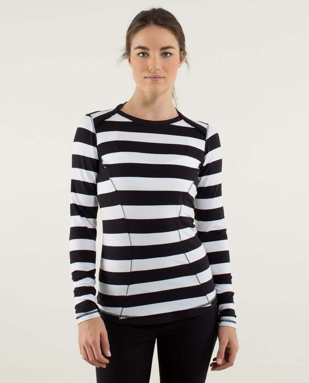 Lululemon Base Runner Long Sleeve - Straightup Stripe Black White / Black