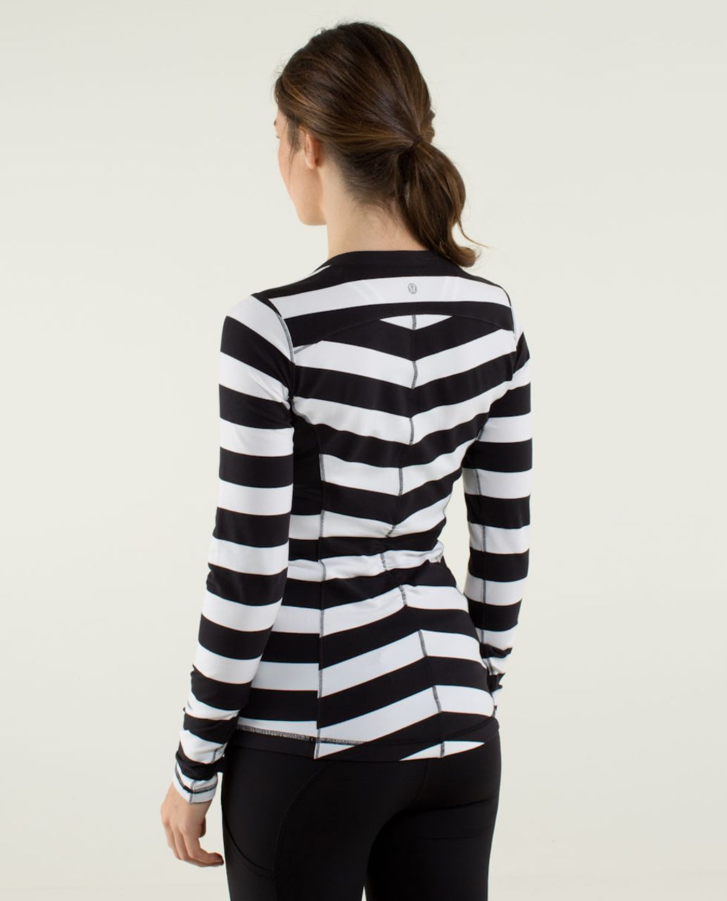 Lululemon Base Runner Long Sleeve - Straightup Stripe Black White / Black