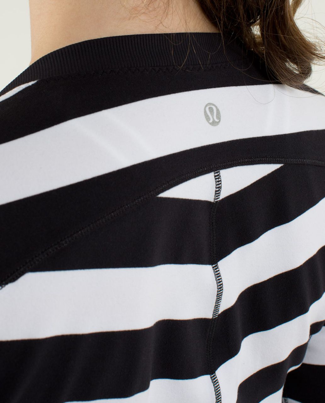 Lululemon Base Runner Long Sleeve - Straightup Stripe Black White / Black