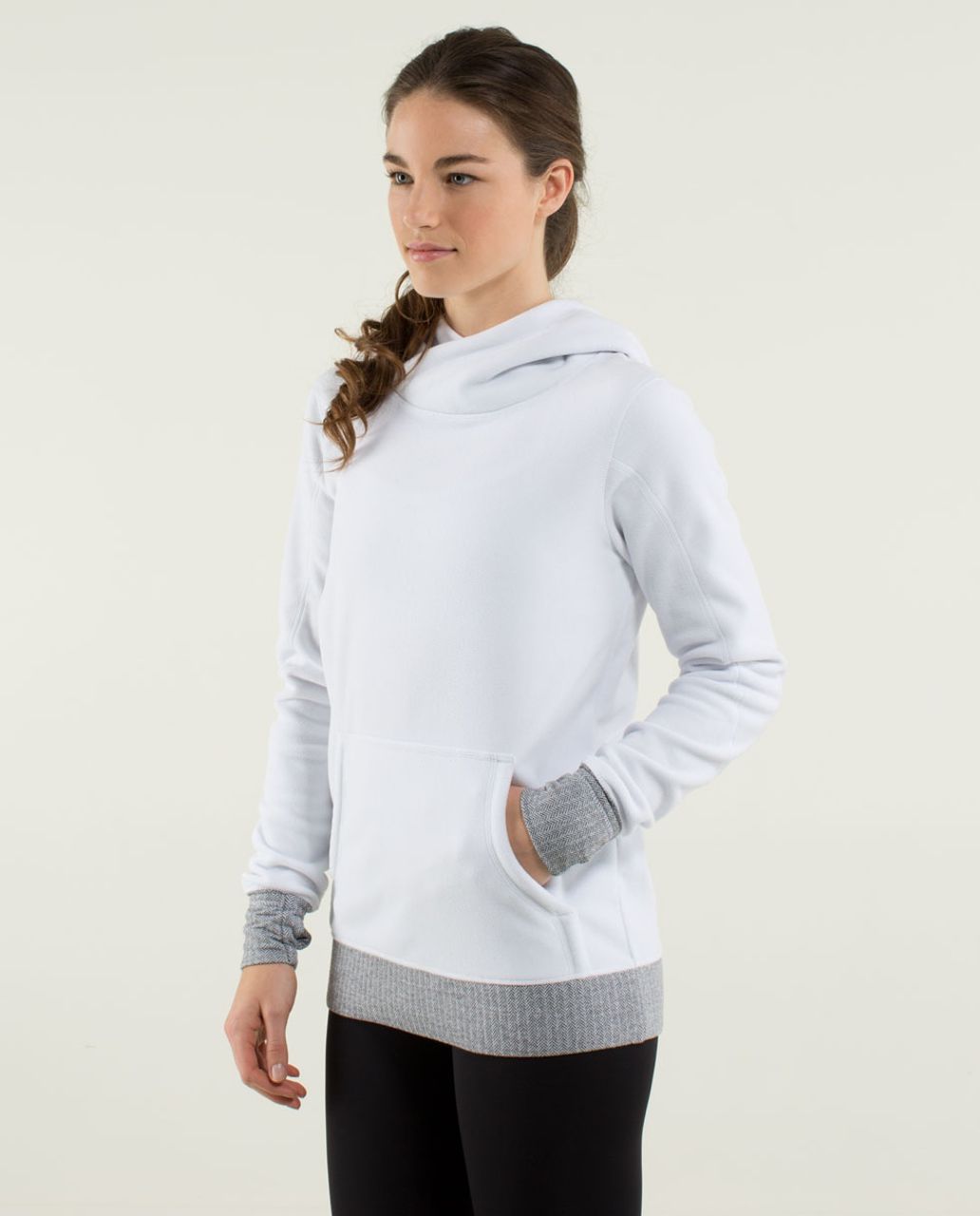 Lululemon Runaway Fleece - White / Heathered Herringbone Heathered Black White