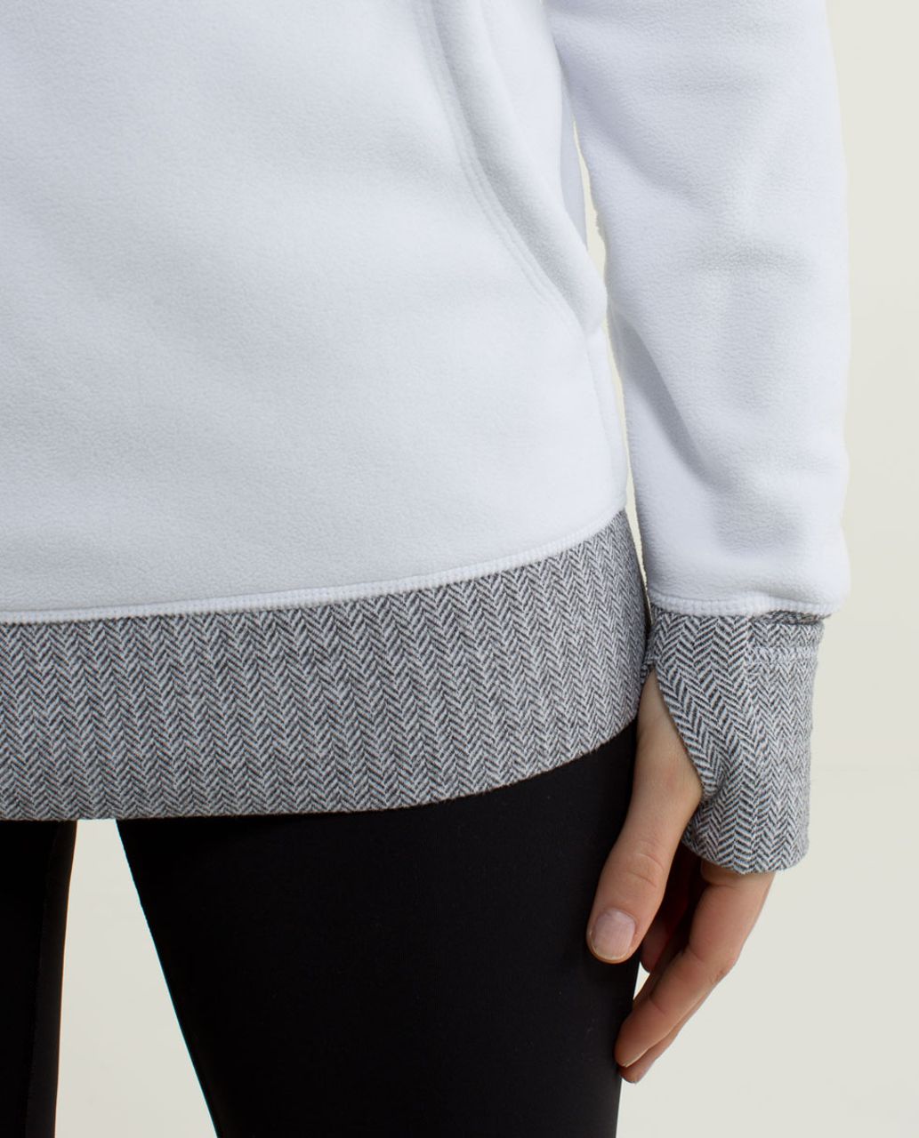 Lululemon Runaway Fleece - White / Heathered Herringbone Heathered Black White