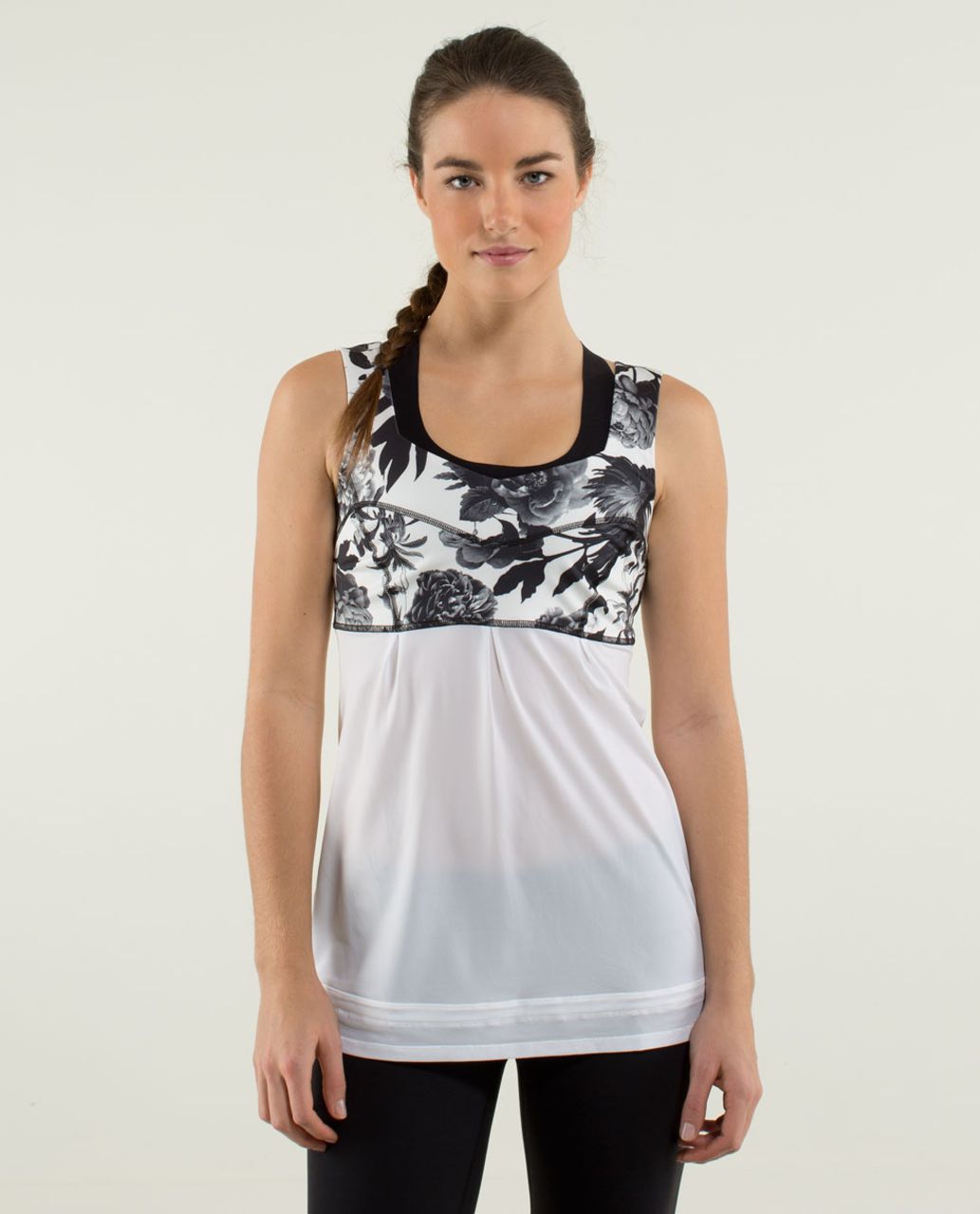 Lululemon Tame Me Tank - White / Brisk Bloom Black White