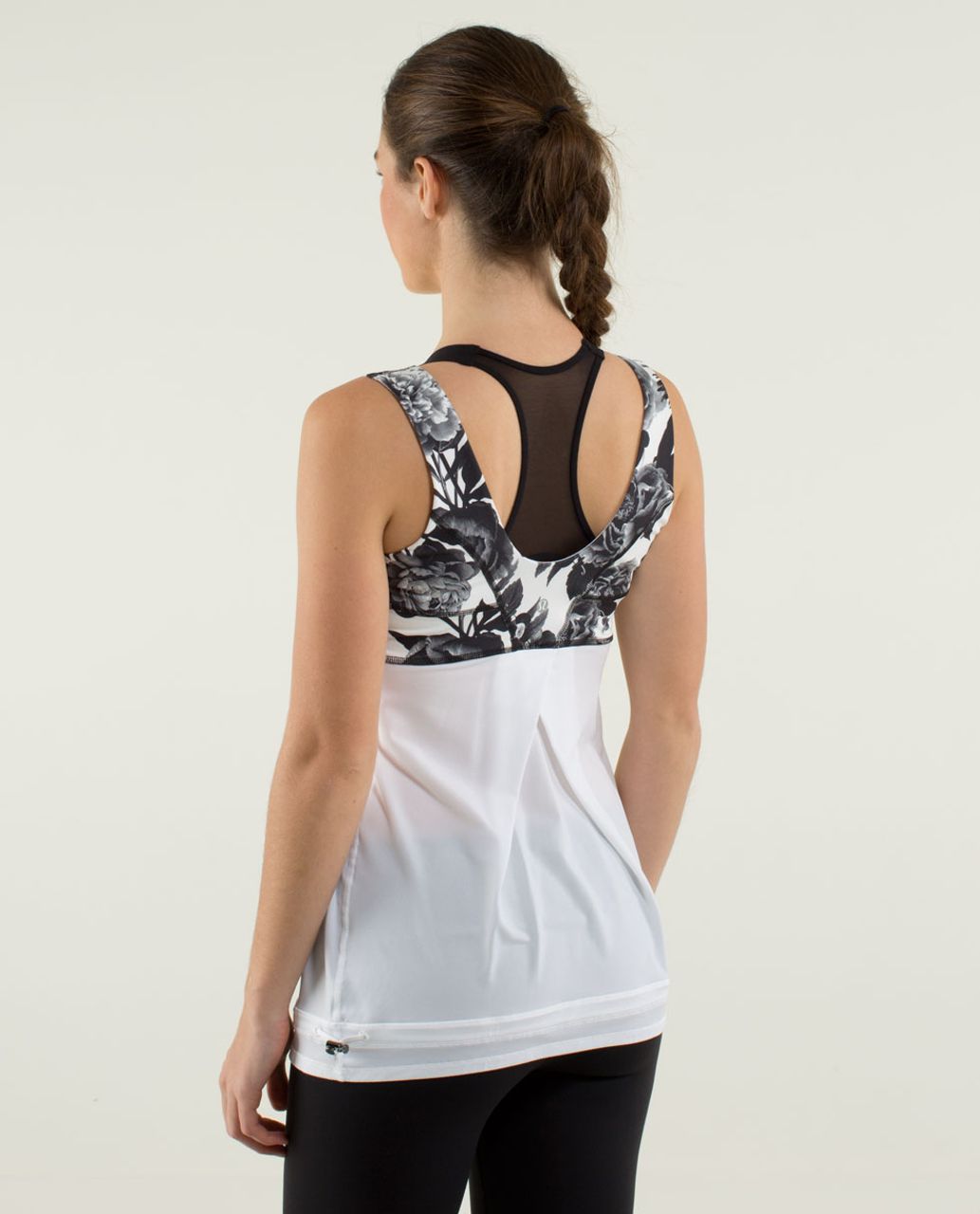 Lululemon Tame Me Tank - White / Brisk Bloom Black White