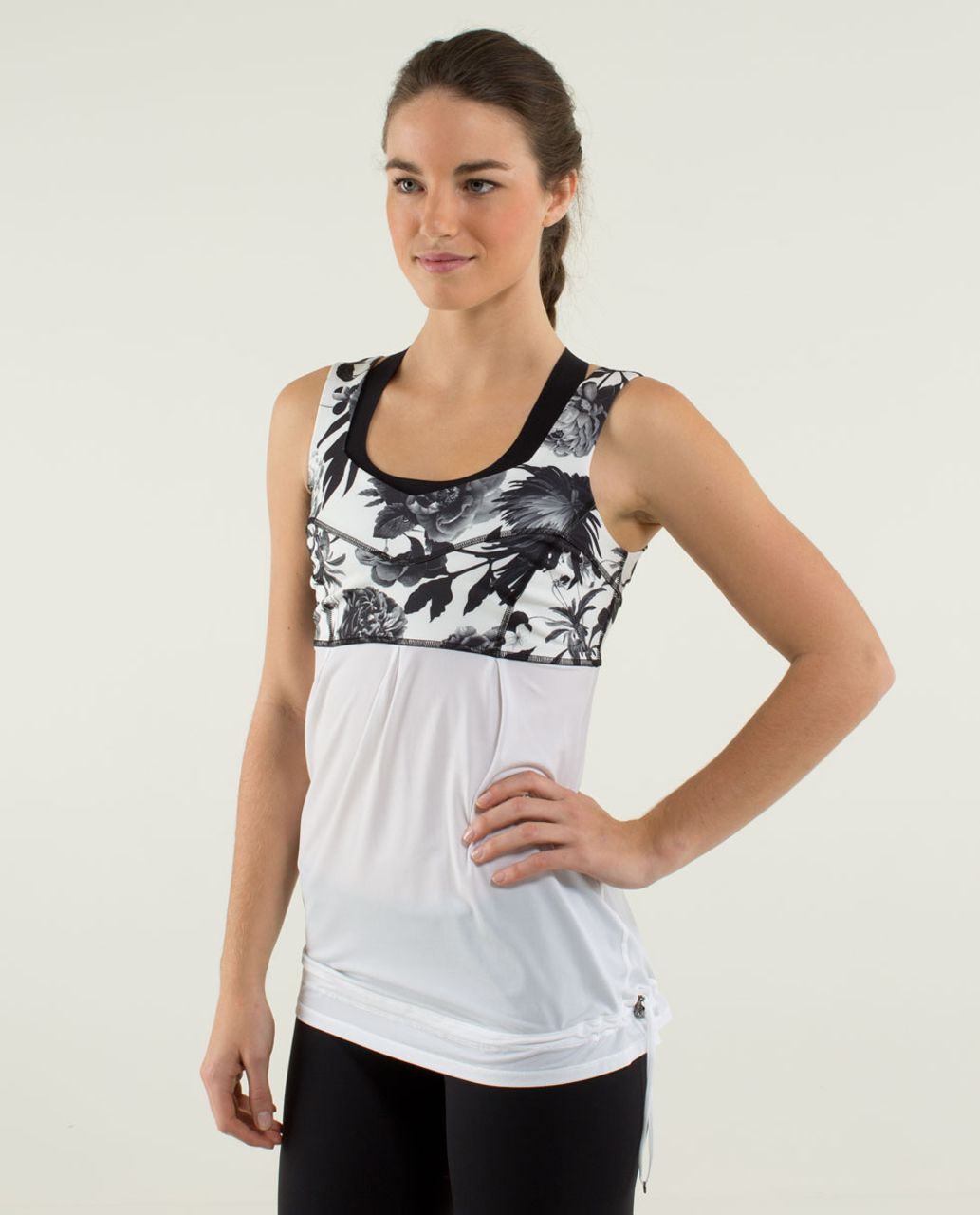 Lululemon Tame Me Tank - White / Brisk Bloom Black White