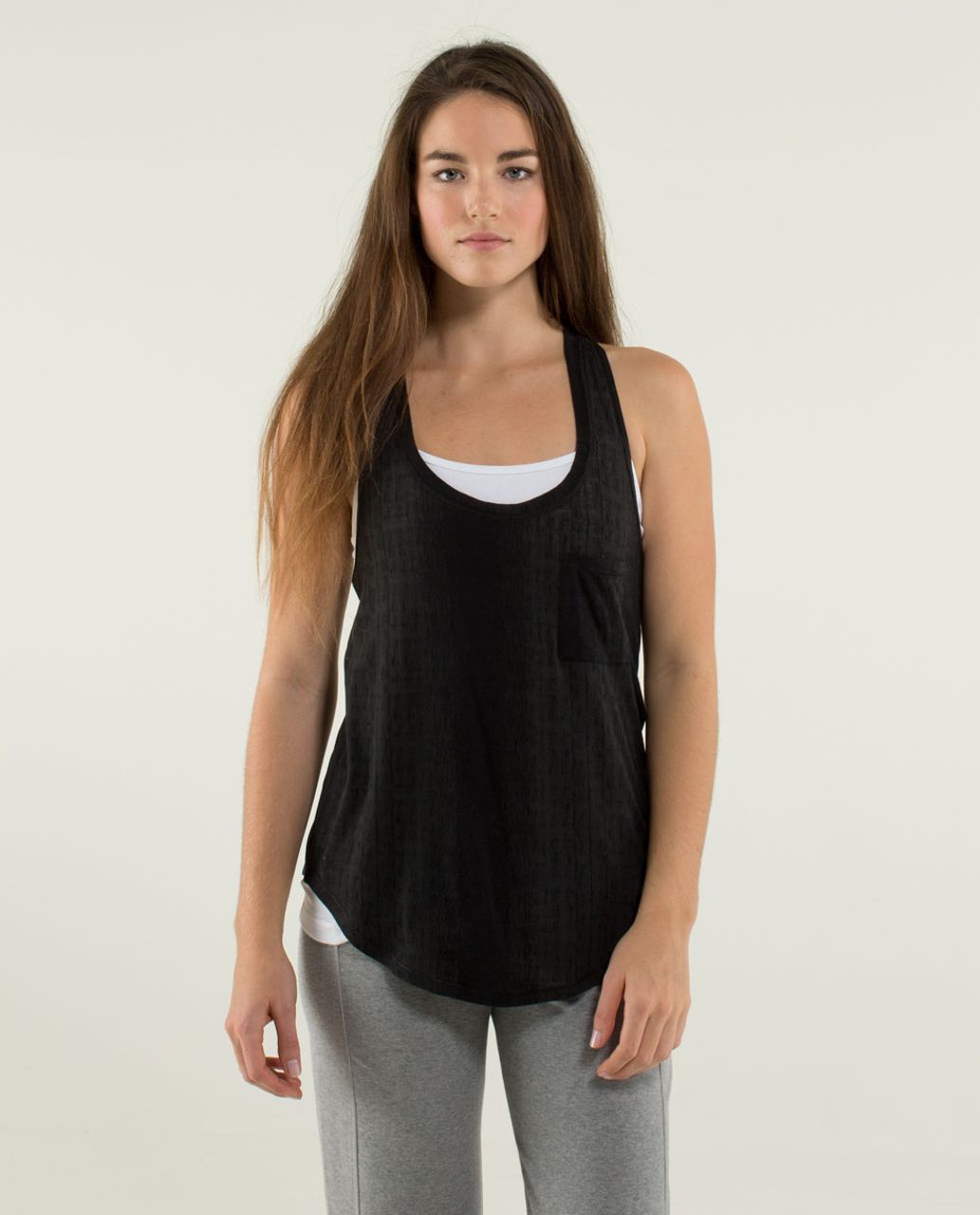 Lululemon Yogi Racer Tank - Misty Stripe Burnout Black