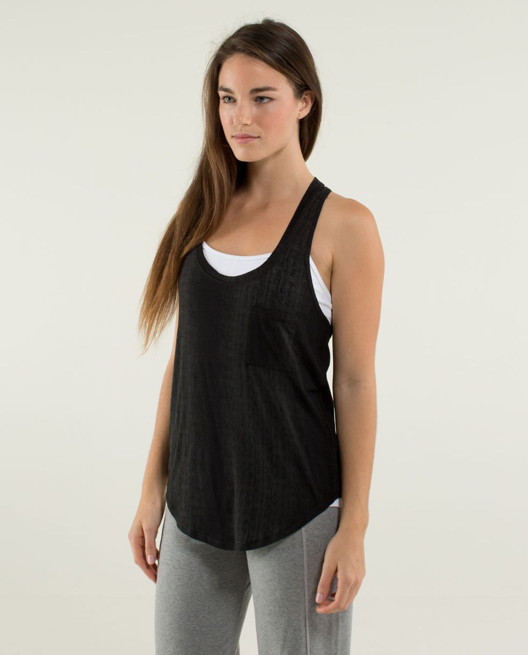 Lululemon Yogi Racer Tank - Misty Stripe Burnout Black