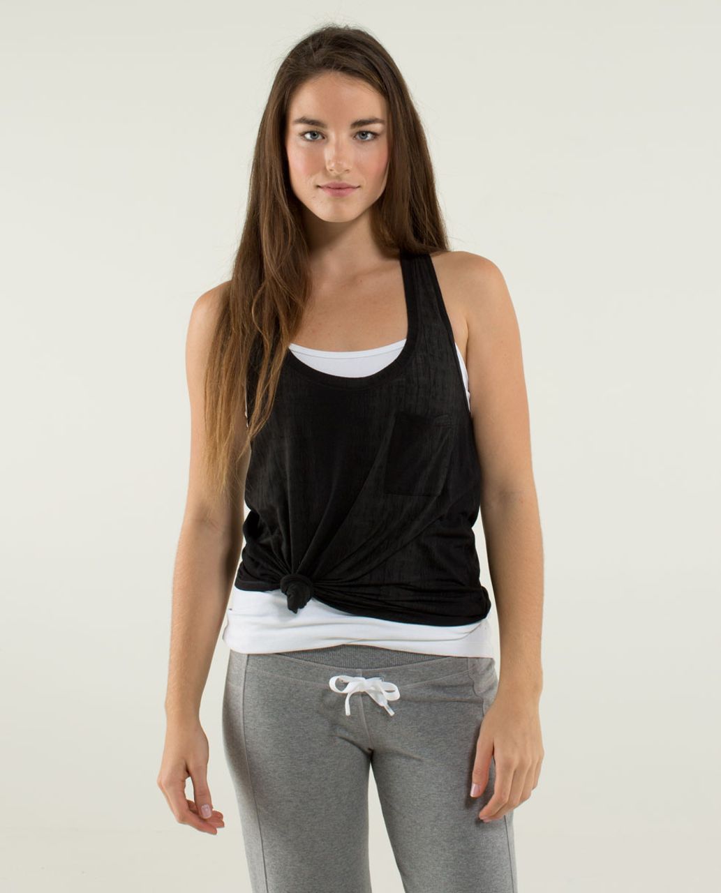 Lululemon Yogi Racer Tank - Misty Stripe Burnout Black