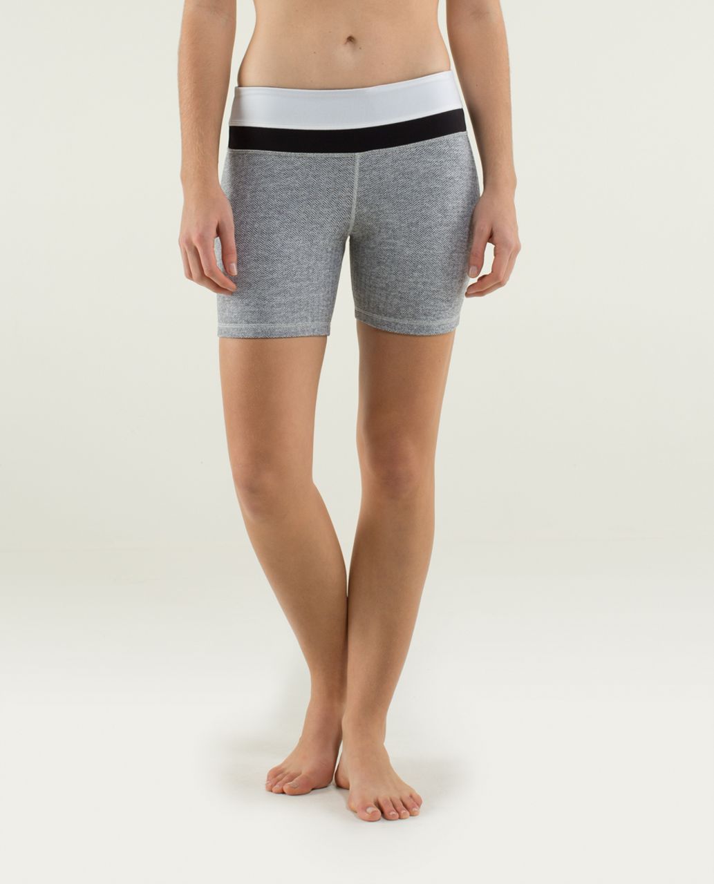 Lululemon Reverse Groove Short (Regular) - Heathered Herringbone Heathered Black White / White / Black