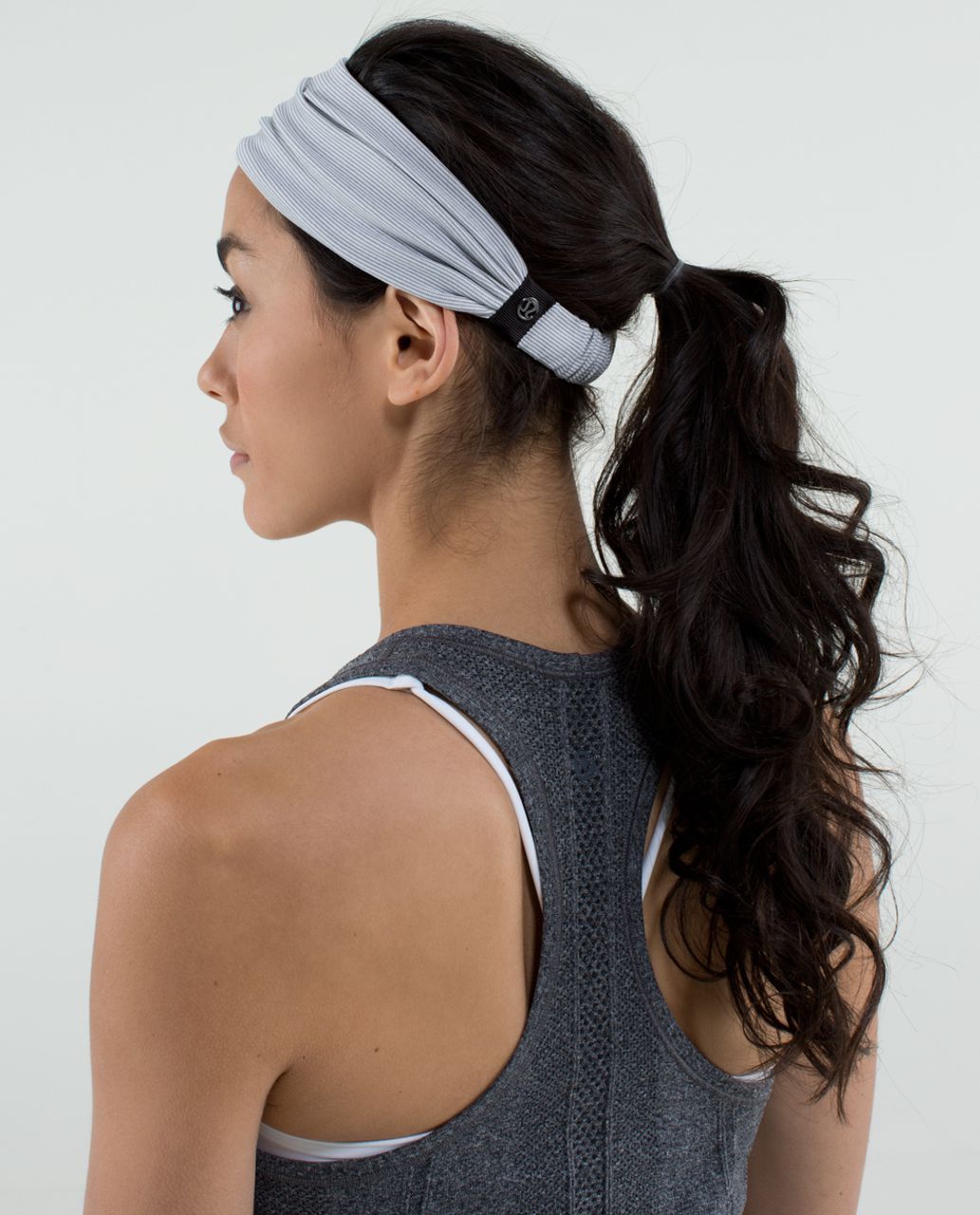 Lululemon Bang Buster Headband *Reversible - Wee Stripe White Heathered Medium Grey / Black