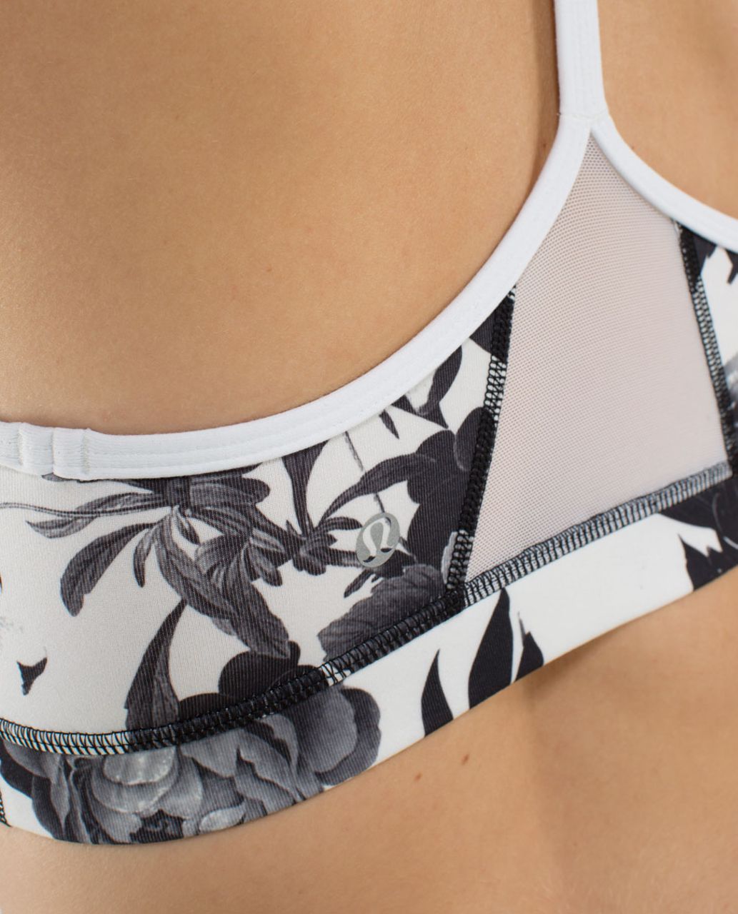 Lululemon Flow Y Bra IV - Brisk Bloom Black White / White