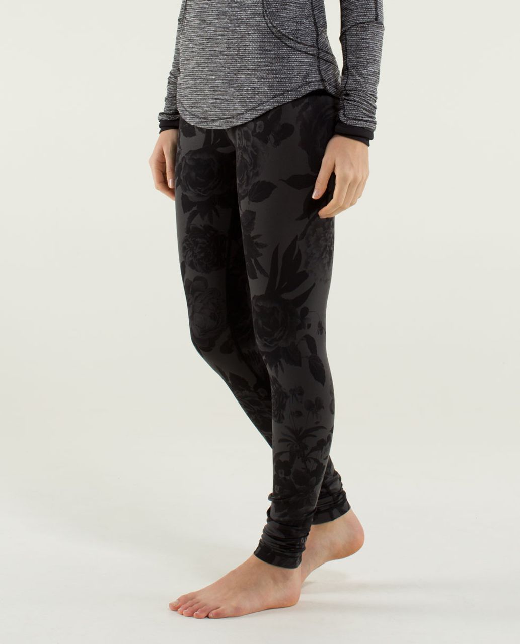 Lululemon Wunder Under Pant - Brisk Bloom Black Soot / Parallel Stripe Blackwhite